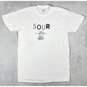 Olivia Rodrigo SOUR T-Shirt Men Medium White Album Tracklist Graphic Tee